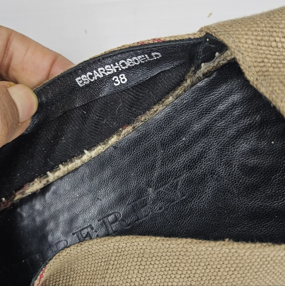 Burberry London Hodgeson Check Espadrille Shoes Size 38
